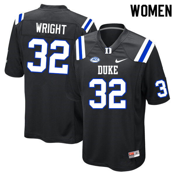 Women #32 George Wright Duke Blue Devils College Football Jerseys Sale-Black